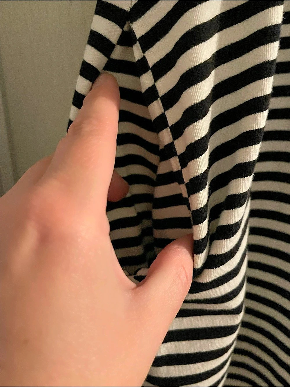 Terra & Sky V-Neck T-Shirt Dress with Pockets Striped Black & White 0X - Picture 3 of 3